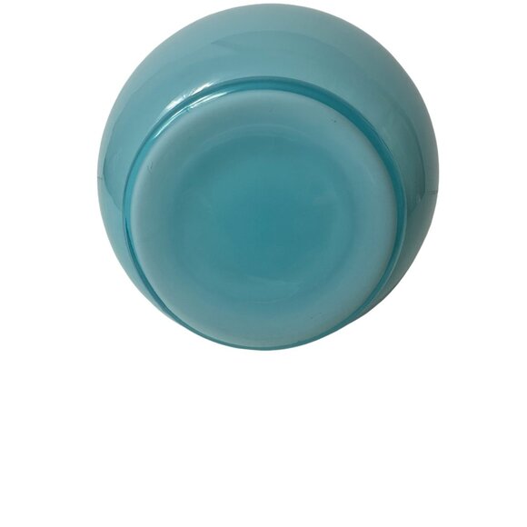 Ruffled Rim Pitcher Baby Blue Glass Handle Vintage - Picture 7 of 8